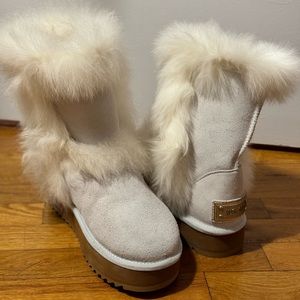 AUSLAND Women's Midcalf Wool-Lined Leather Platform Winter Snow Boot 9256 SZ fur